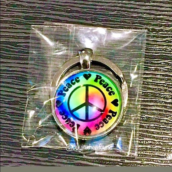 Tie Dye Multicolor Peace Keychain - Picture 3 of 6